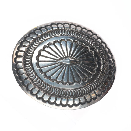Arnold Maloney Navajo vintage deep stamped sterling silver concho belt buckle