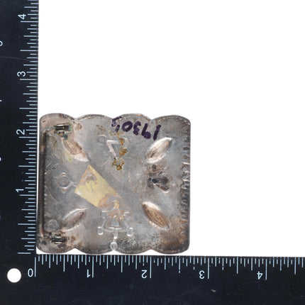 30's-40's Navajo hand stamped sterling silver belt buckle w/repousse work