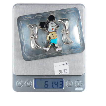 vintage Carol Kee Navajo sterling silver Mickey Mouse inlay belt buckle zunitoon