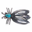 c1940's Navajo sterling silver stamped bug pin with Blue Gem turquoise