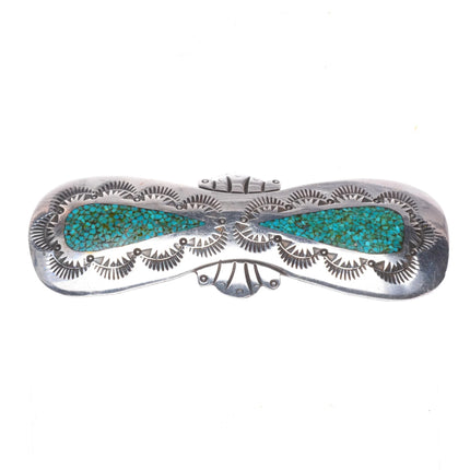 Tommy Singer Navajo Sterling silver chip inlay bowtie/Butterfly pin/brooch