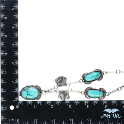 22" 40's-50's Navajo sterling silver high grade turquoise necklace nice stamping