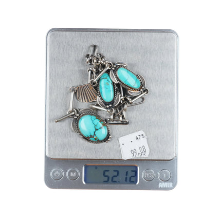 22" 40's-50's Navajo sterling silver high grade turquoise necklace nice stamping