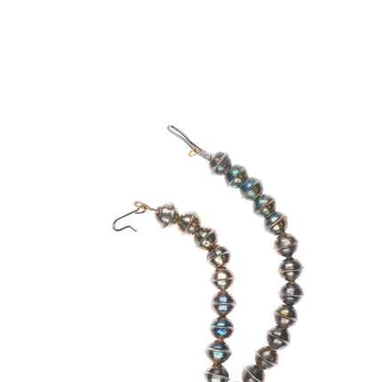 Vintage Navajo sterling silver squash blossom necklace with center turquoise