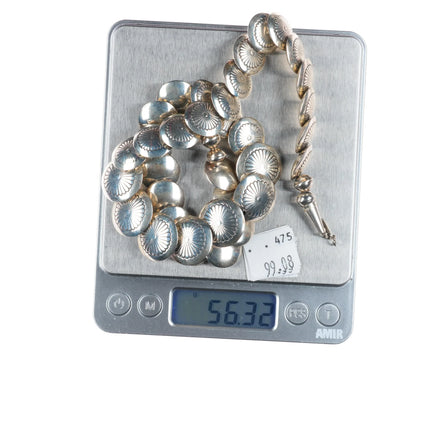 Vintage southwestern sterling silver pillow bead Native American necklace