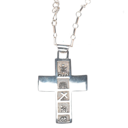 Roger John Navajo sterling silver cross necklace/pendant