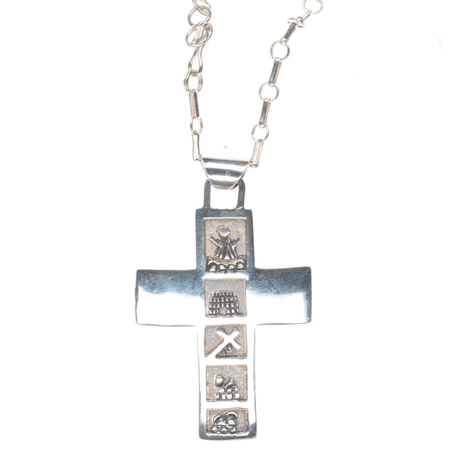 Roger John Navajo sterling silver cross necklace/pendant