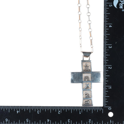 Roger John Navajo sterling silver cross necklace/pendant