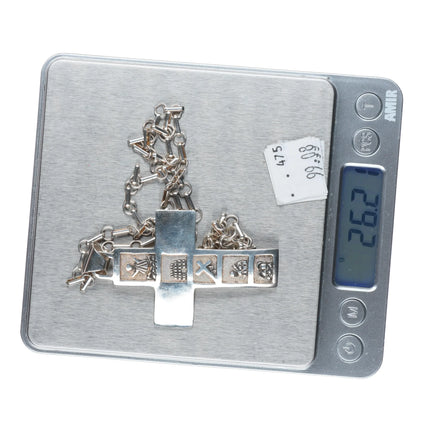 Roger John Navajo sterling silver cross necklace/pendant