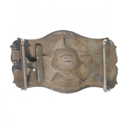 Vintage Irvine & Jachens San Francisco hand engraved sterling silver belt buckle