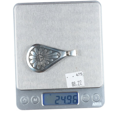 Cheryl Wadsworth Hopi overlay spinner Kokopelli/sunface pendant sterling silver