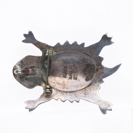 Frank Chee Navajo sterling silver Horned Toad channel inlay pendant/pin/brooch