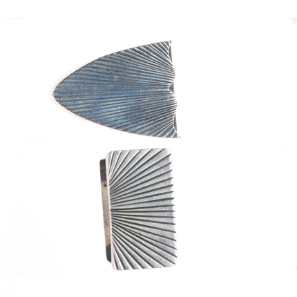 J Delgarito Navajo Sterling silver 3/4" ranger belt buckle set w/ chiseled rays