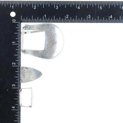 J Delgarito Navajo Sterling silver 3/4" ranger belt buckle set w/ chiseled rays