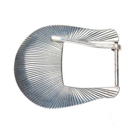 J Delgarito Navajo Sterling silver 3/4" ranger belt buckle set w/ chiseled rays