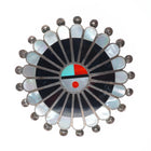 60's-70's Zuni sterling silver shell/stone inlay sunface penant/pin
