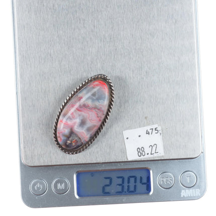 Vintage southwestern sterling silver pink agate necklace pendant