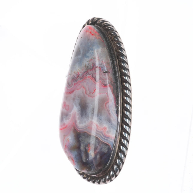Vintage southwestern sterling silver pink agate necklace pendant