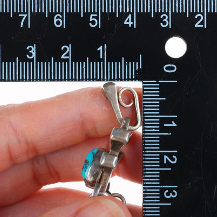 Vintage southwestern sterling silver modernist dangly necklace pendant turquoise