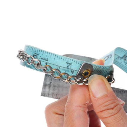 7.25" c1940's Navajo sterling silver hand stamped turquoise link bracelet