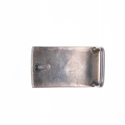 Small vintage Navajo overlay belt/hatband buckle sterling silver