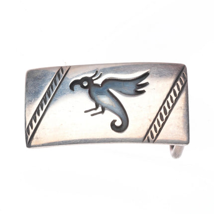 Small vintage Navajo overlay belt/hatband buckle sterling silver
