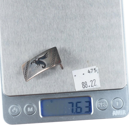 Small vintage Navajo overlay belt/hatband buckle sterling silver