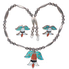 Frank Vacit Zuni sterling silver flower necklace pendant/screw back earrings