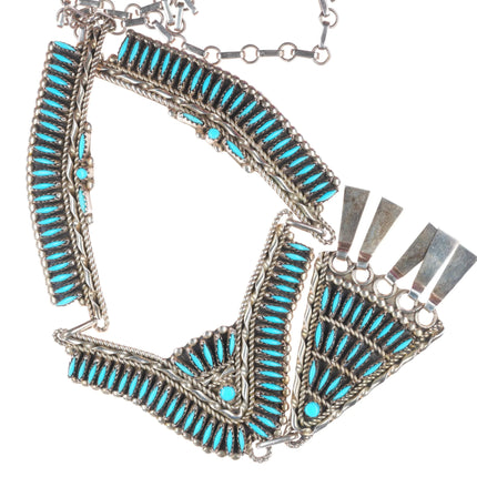 Vintage Nelson Harry Zuni sterling silver needlepoint turquoise  necklace