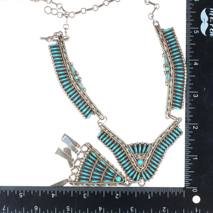 Vintage Nelson Harry Zuni sterling silver needlepoint turquoise  necklace