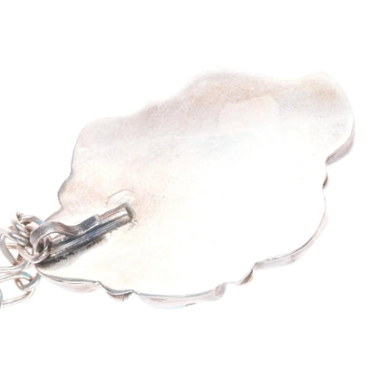 Vintage Navajo sterling silver Kingman turquoise cluster pendant w/necklace