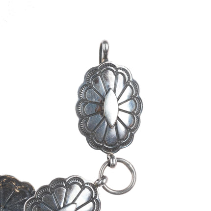 36" S Navajo sterling silver stamped link concho belt/hatband