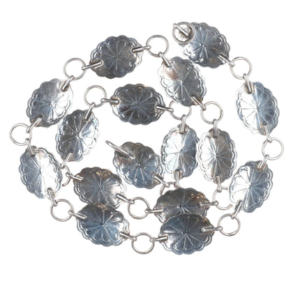 36" S Navajo sterling silver stamped link concho belt/hatband