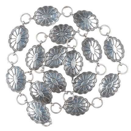 36" S Navajo sterling silver stamped link concho belt/hatband