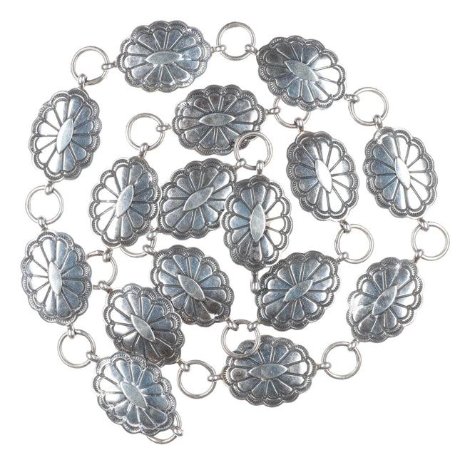 36" S Navajo sterling silver stamped link concho belt/hatband