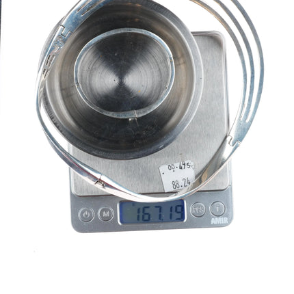 Heavy vintage sterling silver Mexican modernist bar choker/bangle bracelet