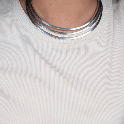 Heavy vintage sterling silver Mexican modernist bar choker/bangle bracelet