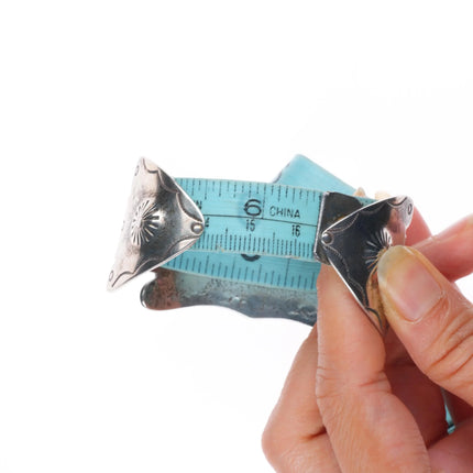 6.5" 40's-50's Navajo sterling silver spiderweb turquoise arrow cuff bracelet