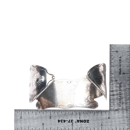 6.5" 40's-50's Navajo sterling silver spiderweb turquoise arrow cuff bracelet