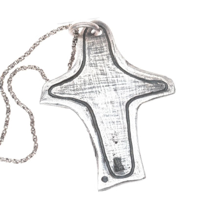 Retired James Avery sterling silver brutalist cross pendant