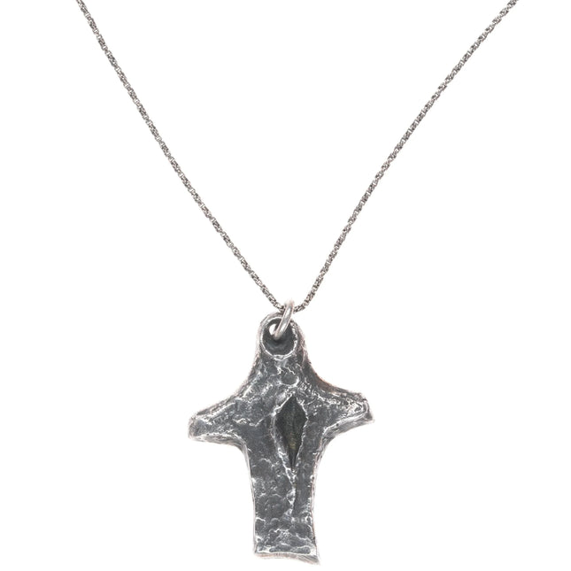 Retired James Avery sterling silver brutalist cross pendant