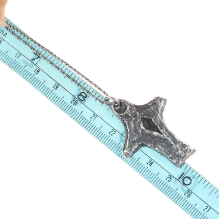 Retired James Avery sterling silver brutalist cross pendant