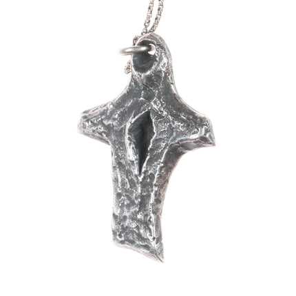 Retired James Avery sterling silver brutalist cross pendant