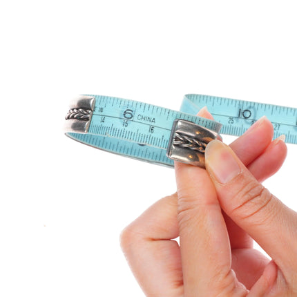 6.6" 2 Vintage Navajo Tahe Twisted wire sterling silver stacker cuff bracelets