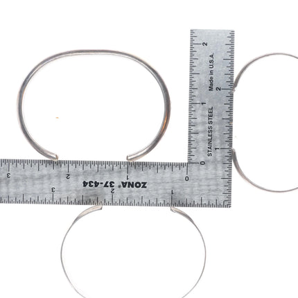 6.25"-6.5" Vintage Navajo sterling silver hand stamped stacker cuff bracelets