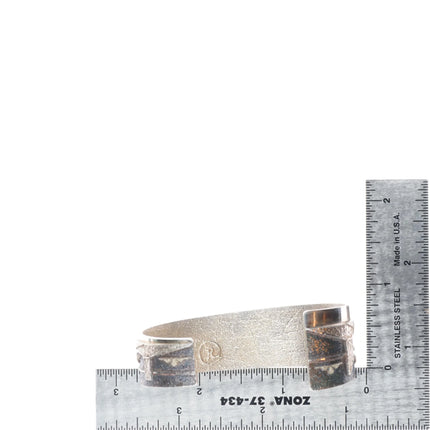 6.35" Ric Charlie Navajo Tufa Cast sterling silver storyteller cuff bracelet