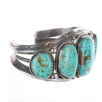 7.25" Big Harrison Jim Navajo sterling silver waterweb turquoise cuff bracelet