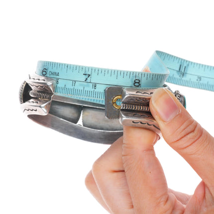 7.25" Big Harrison Jim Navajo sterling silver waterweb turquoise cuff bracelet