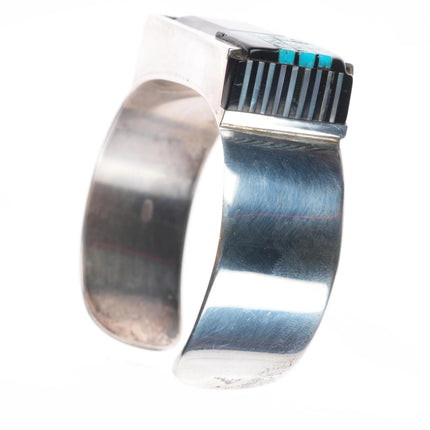 6.3" Danny Romero Yaqui - Smoky quartz, turquoise sterling silver cuff bracelet