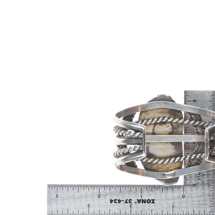 6.4" Mary Matt Navajo sterling silver spiderweb turquoise cuff bracelet